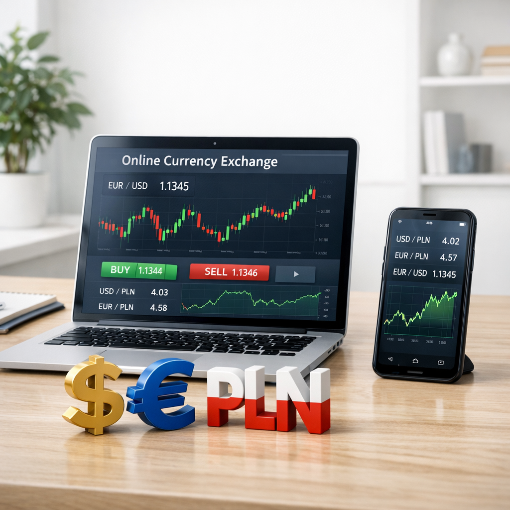 Wymiana walut online w nowoczesnym kantorze
